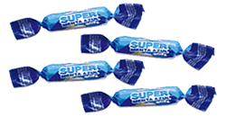 Funda de caramelos super menta azul en Quito, Guayaquil y todo Ecuador de fábrica de golosinas Icapeb